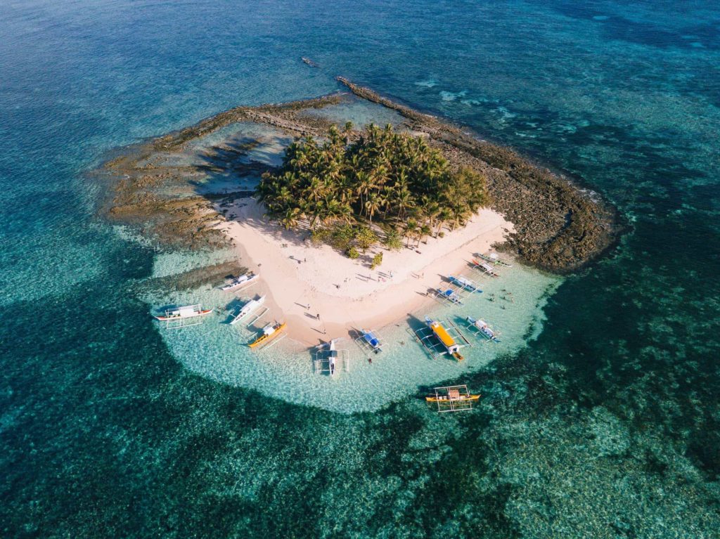 aerial shot of Guyam Island